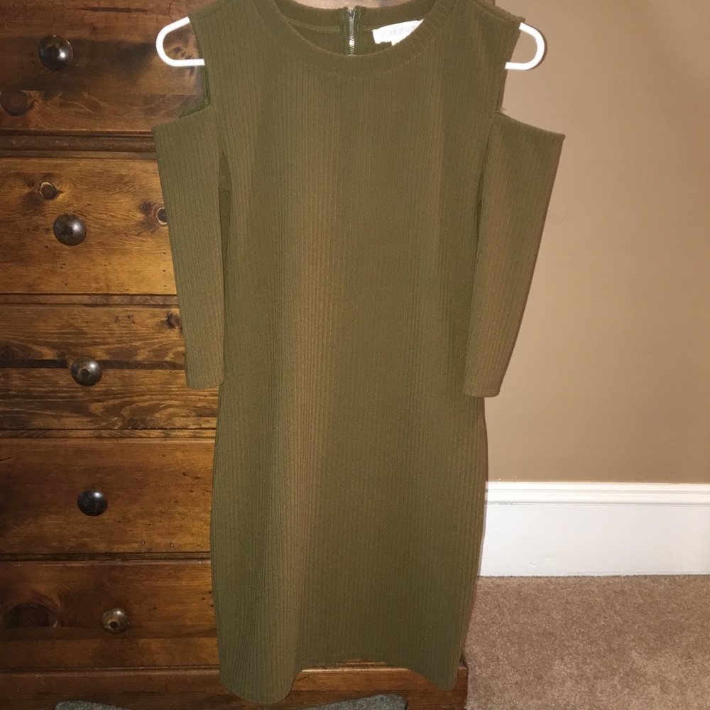Olive Shoulder-Cut Dress